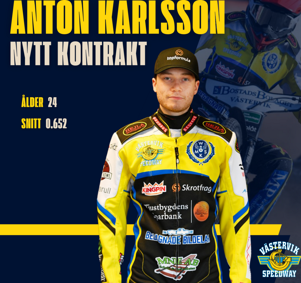 Anton Karlsson förlänger med Västervik Speedway