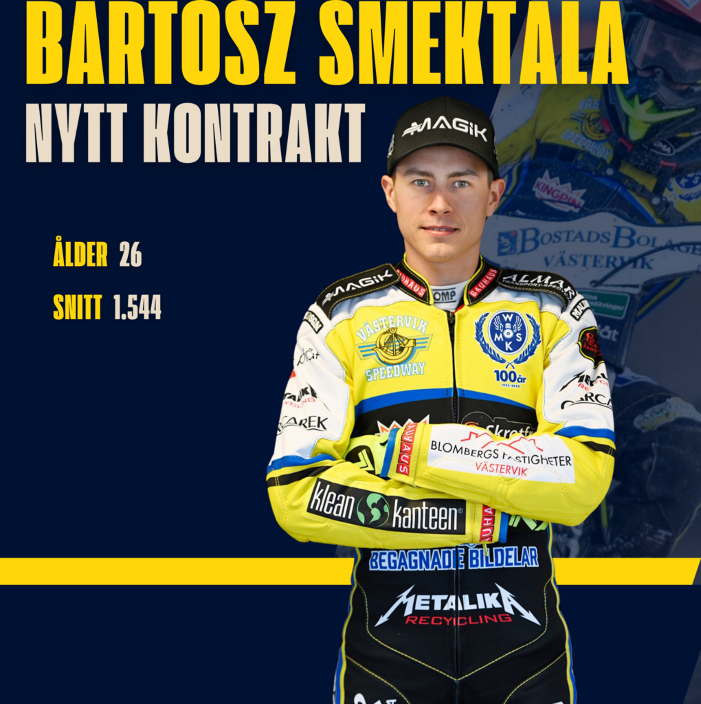 Bartosz Smektala förlänger med Västervik Speedway