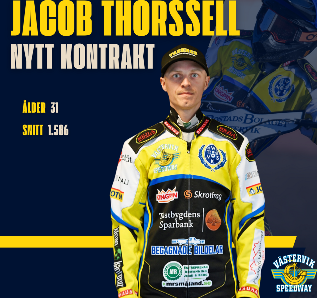 Jacob Thorssell förlänger med Västervik Speedway