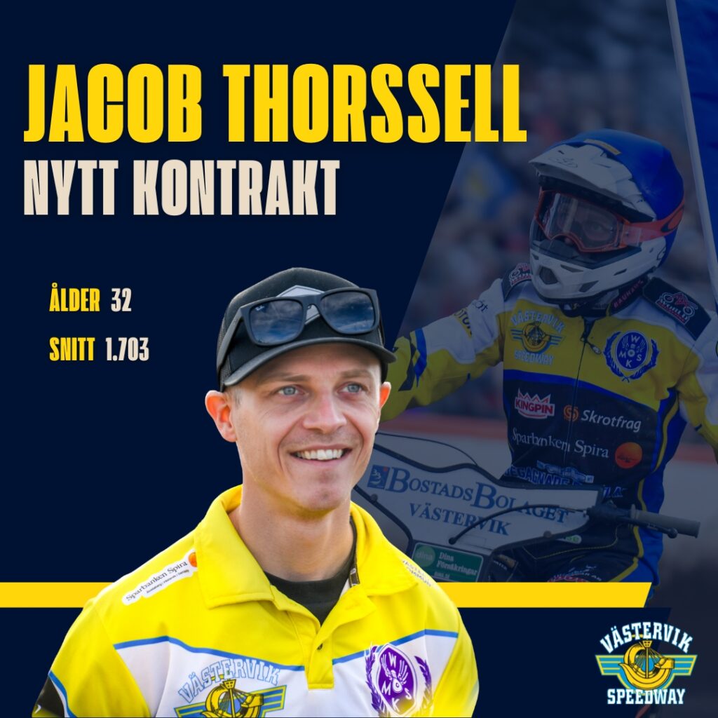 Jacob Thorssell förlänger med Västervik Speedway