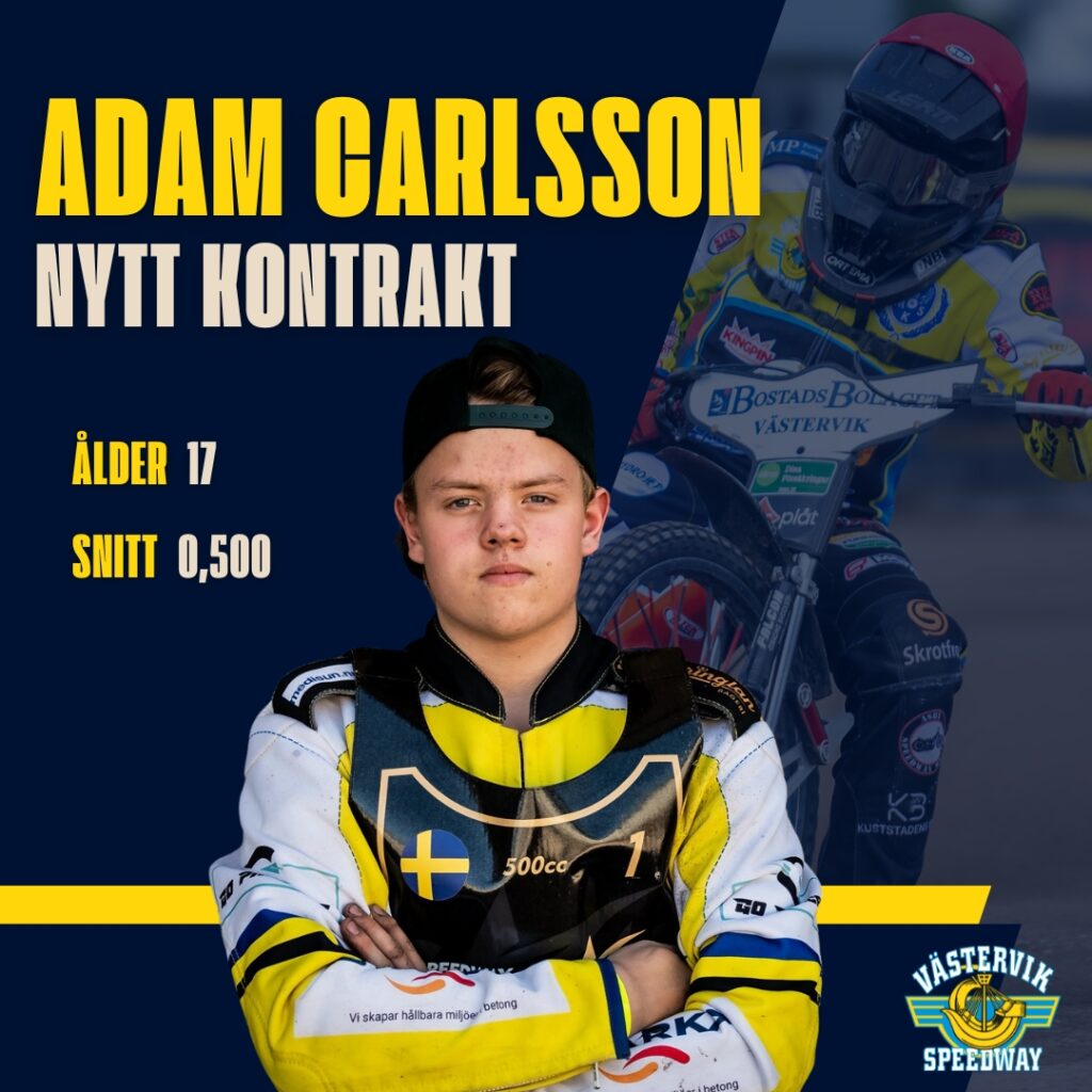 Adam Carlsson förlänger med Västervik Speedway